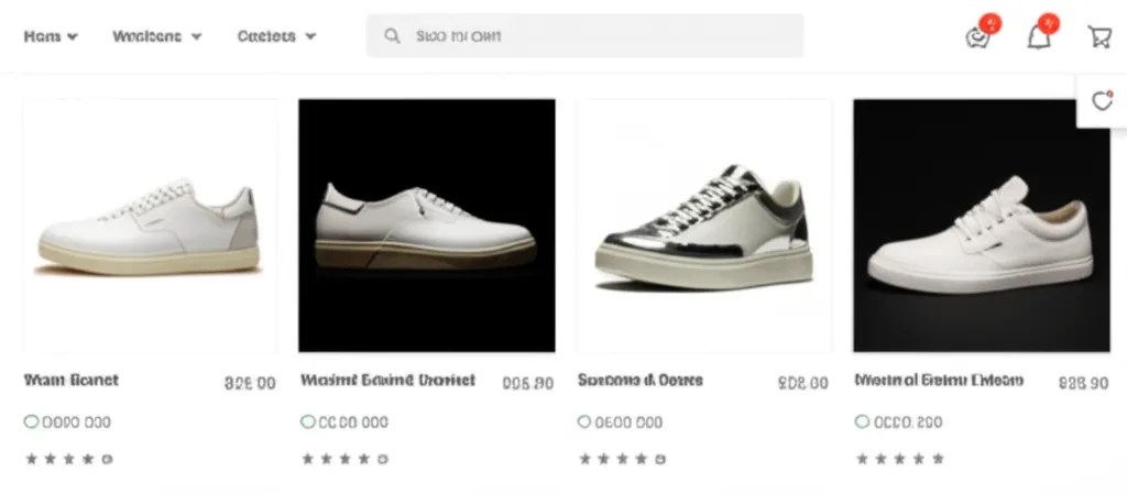 Interface moderna de loja virtual com produtos e carrinho de compras